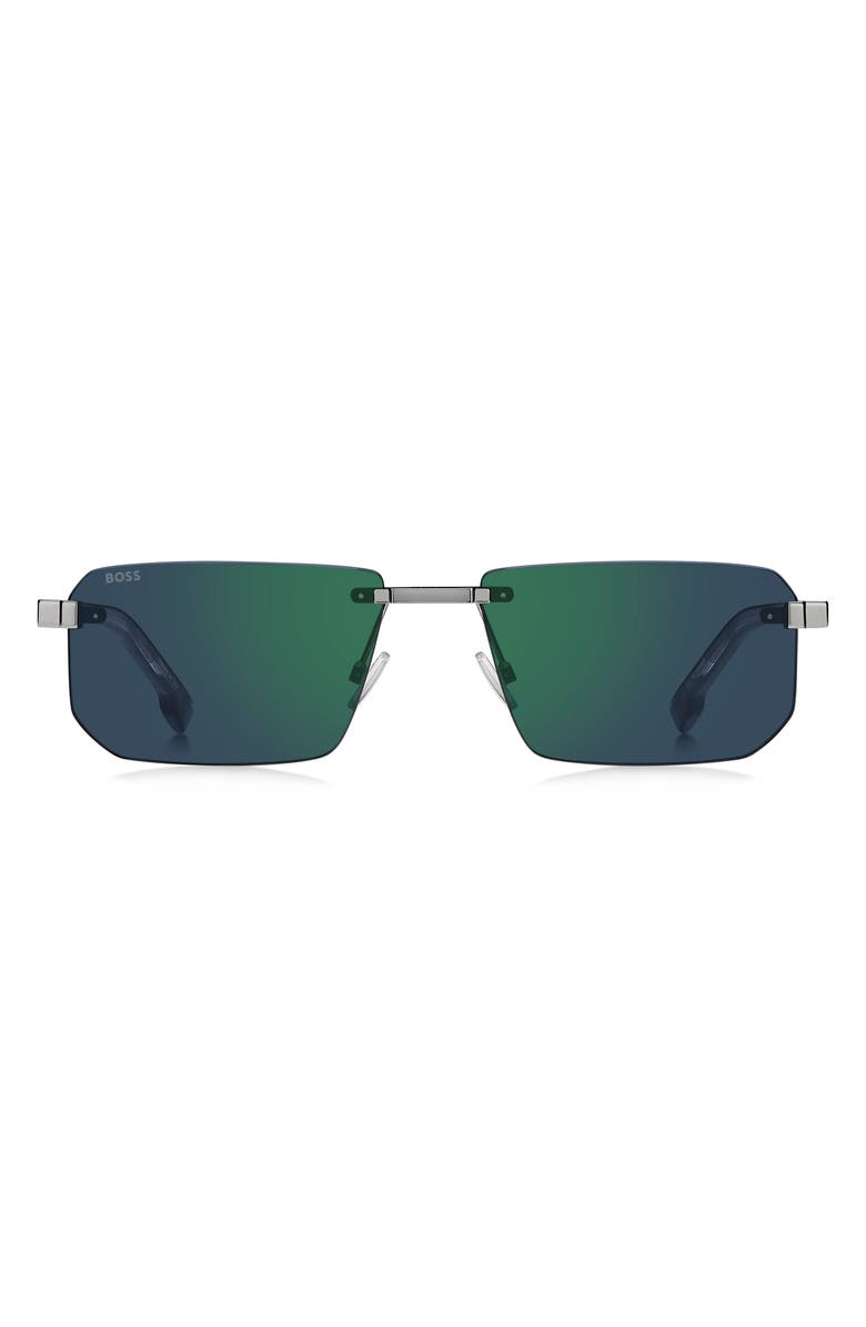 BOSS 57mmm Sunglasses, Main, color, Ruthenium/ Green