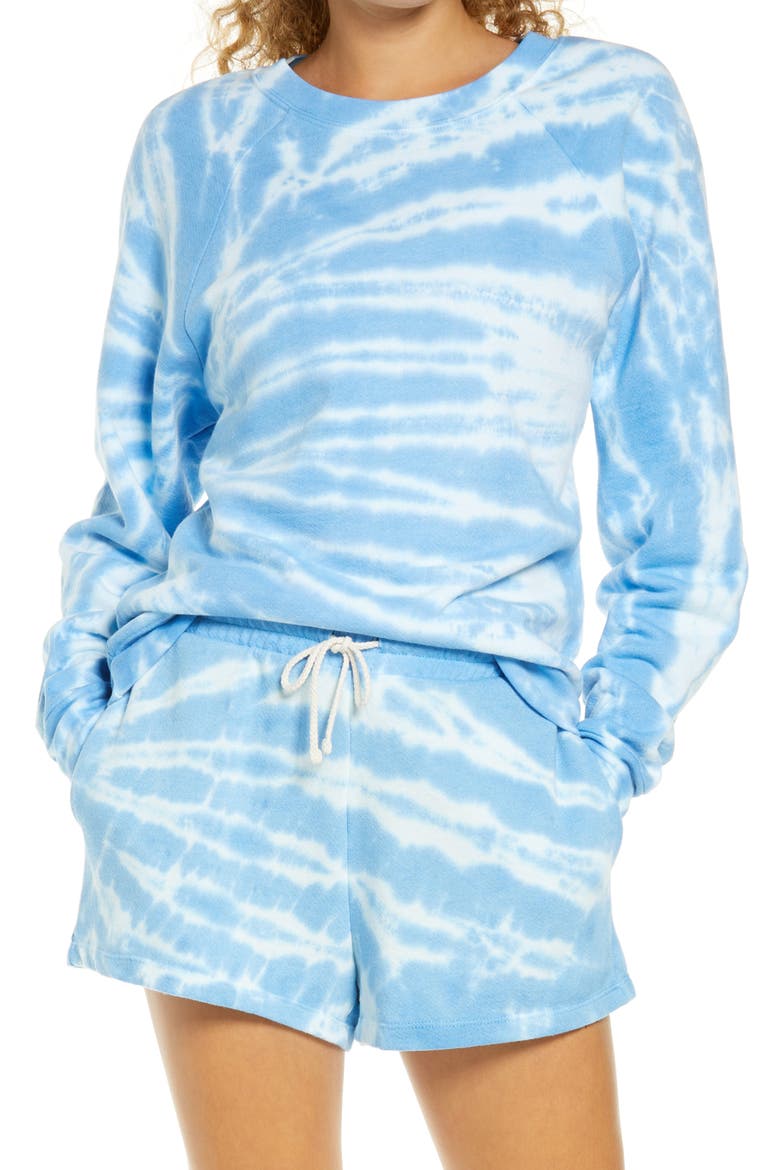 Tie Dye Crewneck Sweatshirt, Main, color, BLUE SWIM