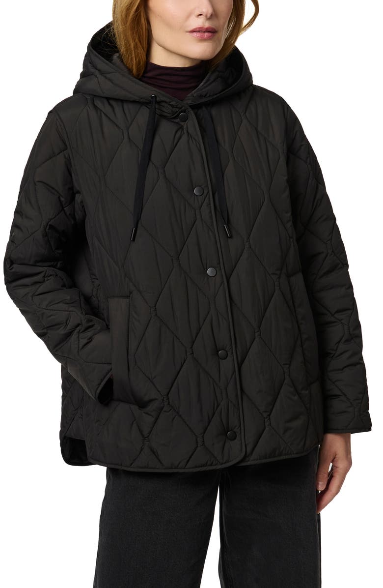 Bernardo Ashbury Diamond Quilted Hooded Liner Jacket, Alternate, color, Black