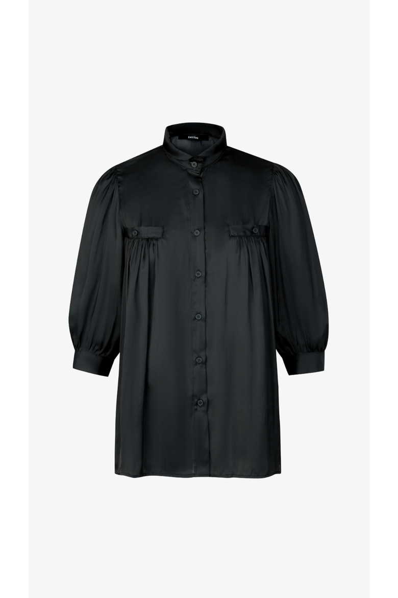 Shirred Pocket Blouse, Alternate, color, Black