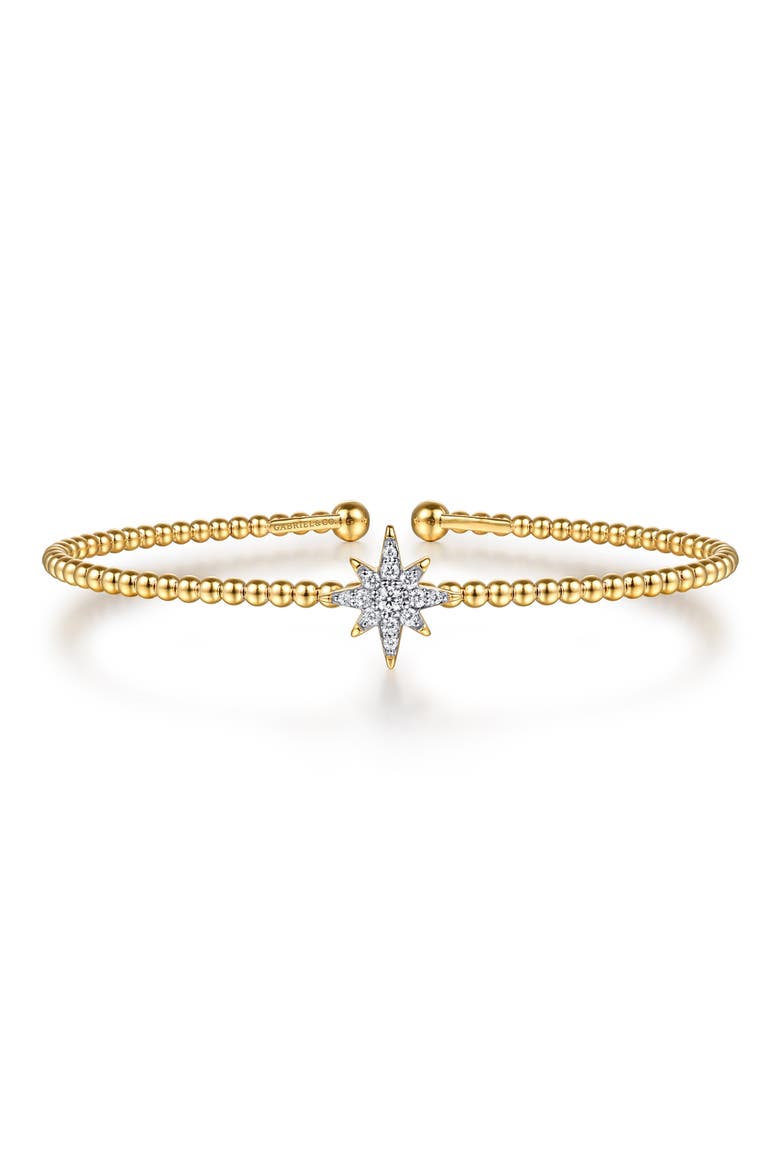 Bujukan 14k Gold Diamond Starburst Cuff Bracelet, Main, color, 14K YELLOW GOLD