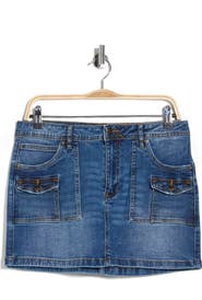 Vigoss Cargo Pocket Denim Miniskirt