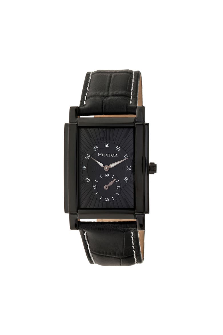 Frederick Leather-Band Watch, Main, color, Black