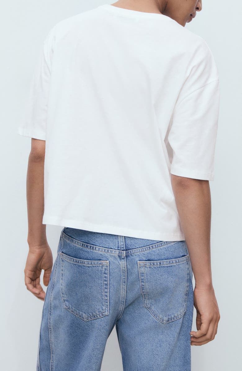 MANGO Floral Print Cotton T-Shirt, Alternate, color, Off White