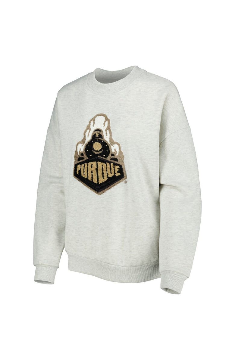 GAMEDAY COUTURE Women's Gameday Couture Heather Gray Purdue Boilermakers Chenille Patch Fleece Pullover Sweatshirt, Alternate, color,