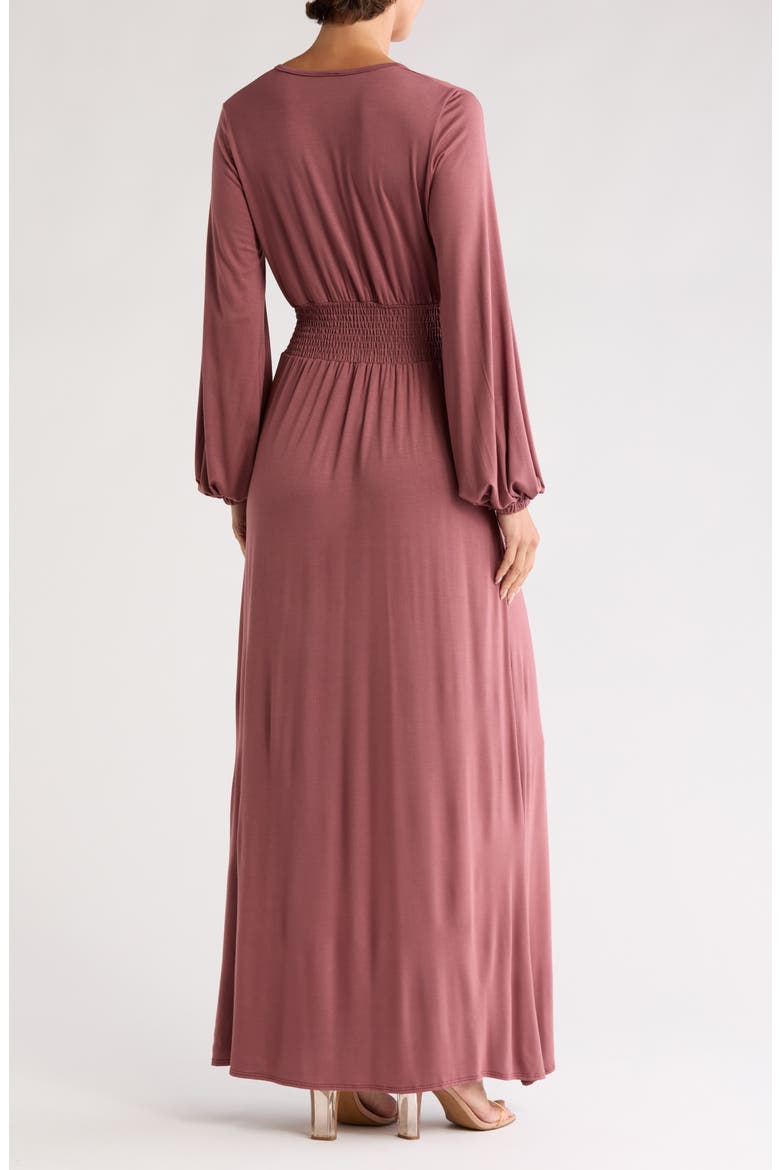 Plunge Neck Long Sleeve Maxi Dress, Alternate, color, CRUSHED BERRY