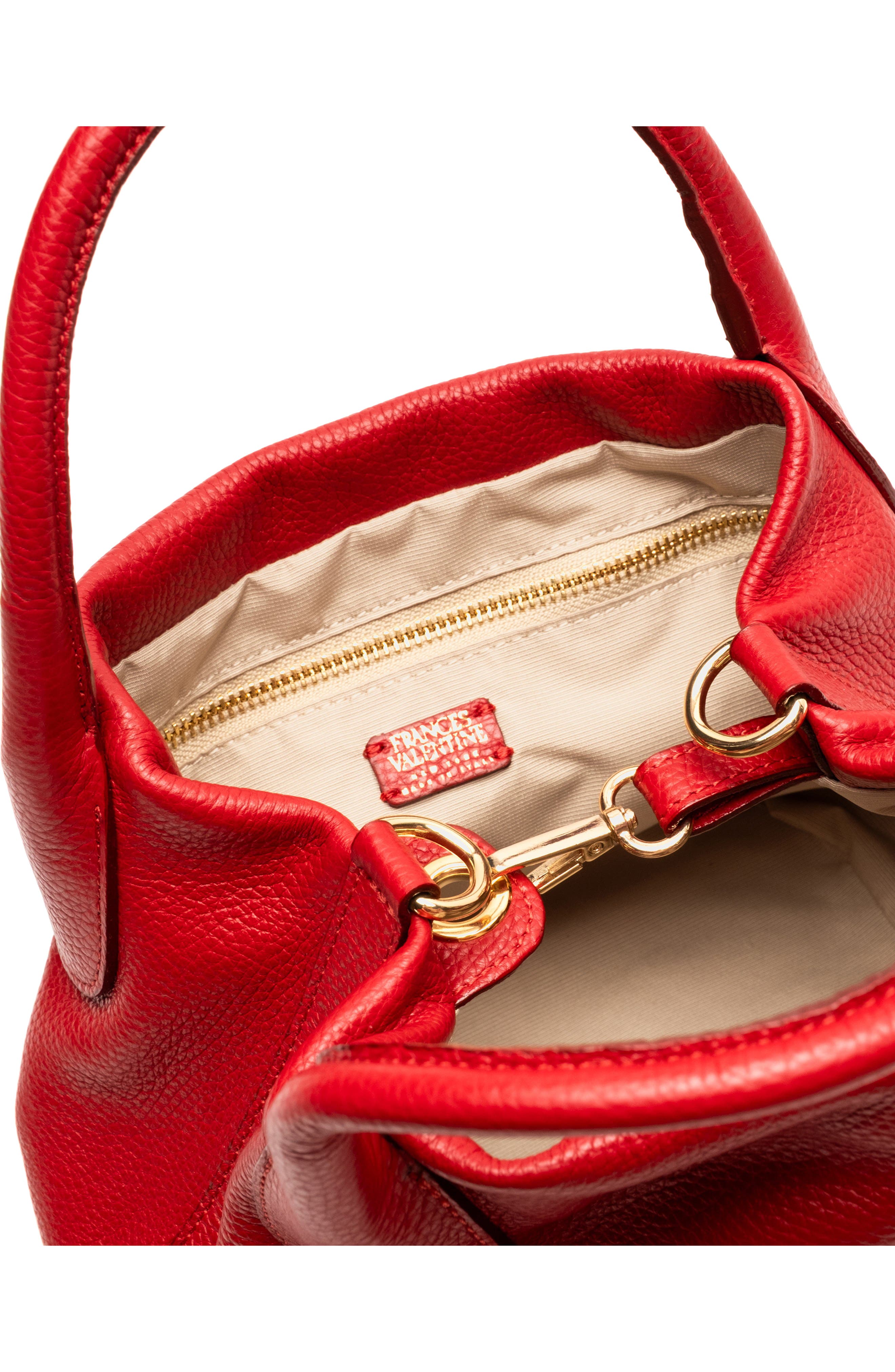 Frances Valentine Mini Sweet Pea Tumbled Leather Handbag, Alternate, color, Red