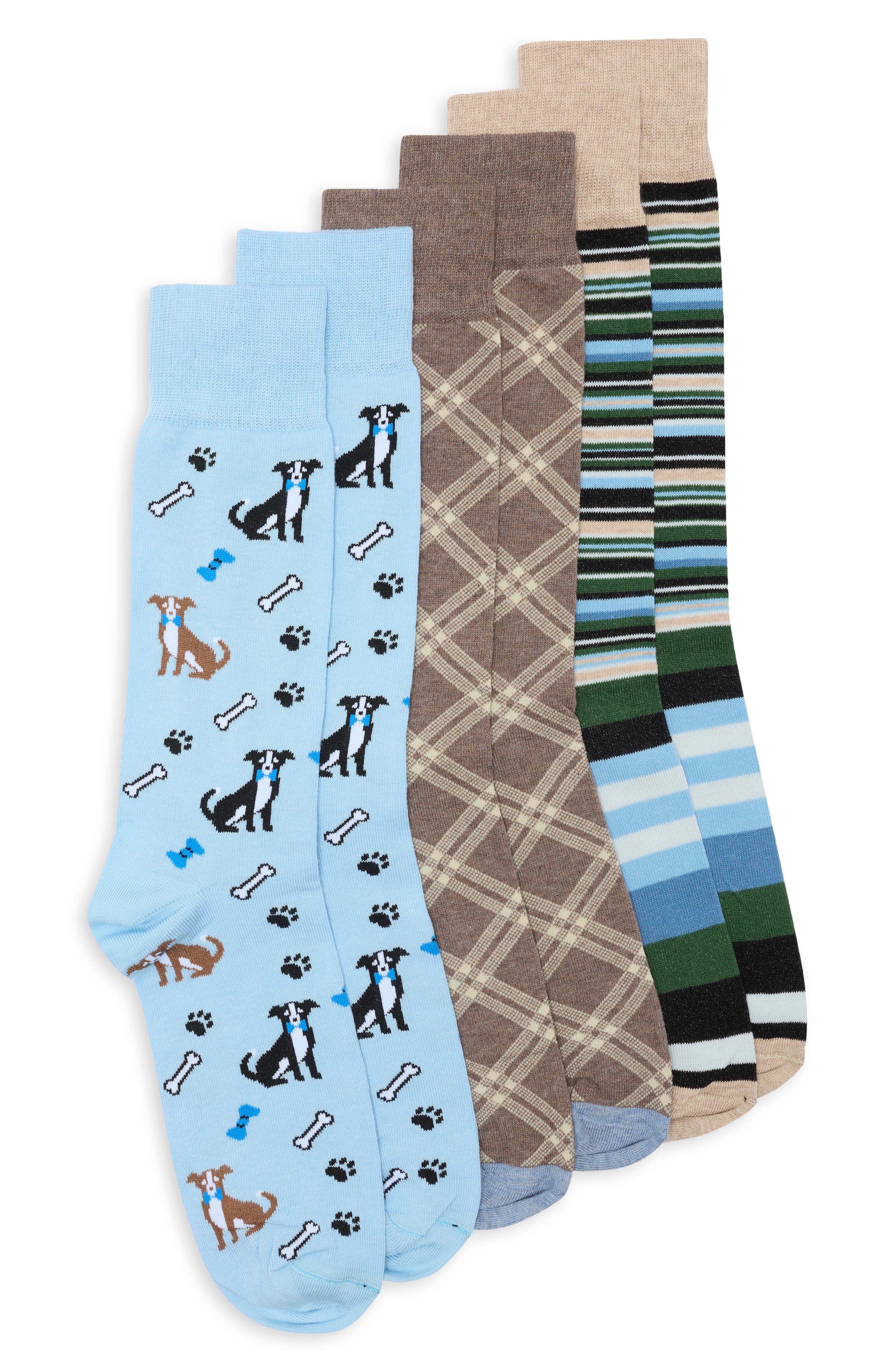 3-Pack Dogs with Bones Dress Socks