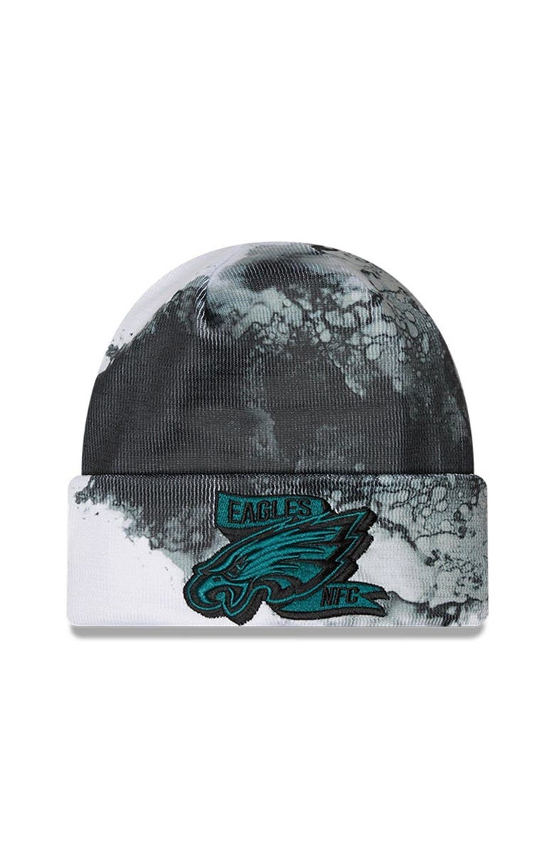 New Era Men's New Era Black Philadelphia Eagles 2022 Sideline Ink Dye Tonal Cuffed Knit Hat, Main, color, 