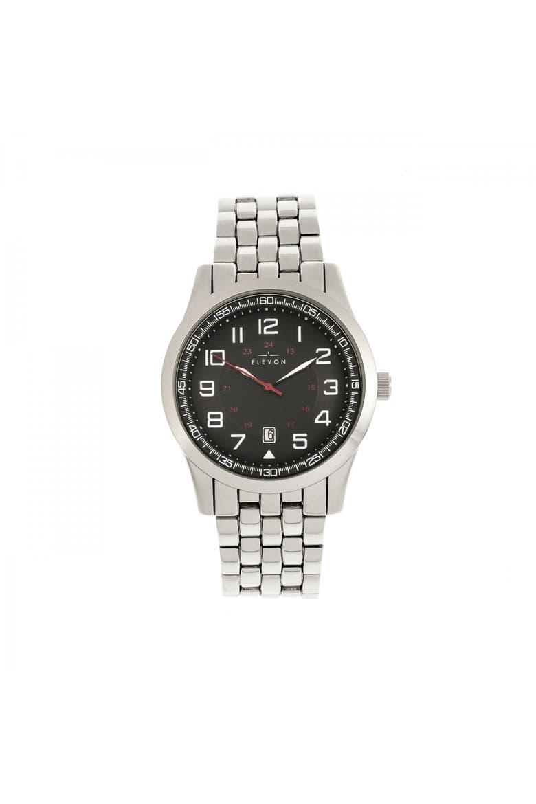Garrison Bracelet Watch w/Date, Main, color, Silver/Black