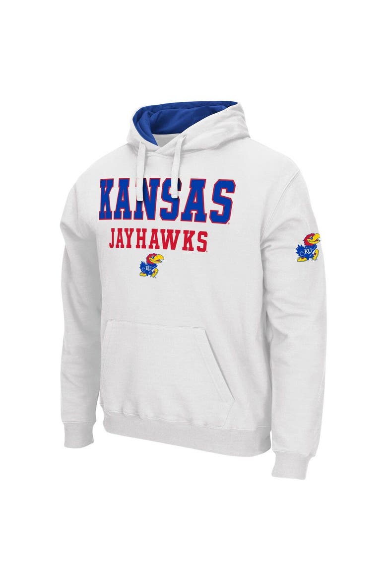 Men's Colosseum White Kansas Jayhawks Sunrise Pullover Hoodie, Alternate, color, White