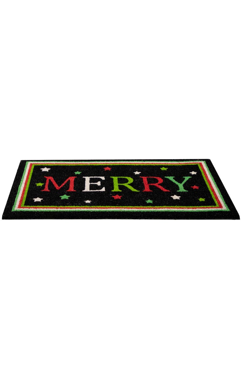 Northlight Black Coir "Merry" Christmas Doormat 18" X 30", Alternate, color,