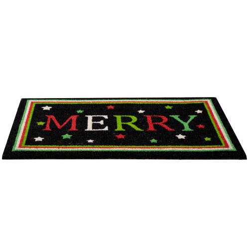 Northlight Black Coir Merry Indoor Rectangular Doormat In Black