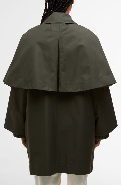 Barbour Fia Water Resistant Caped Twill Jacket In Green