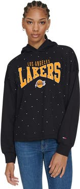 TOMMY JEANS Women's Tommy Jeans Black Los Angeles Lakers Stella Cropped Pullover Hoodie