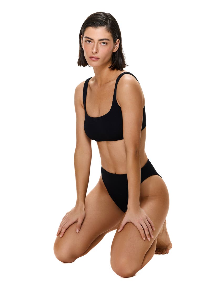 Tubular Square Neck Bikini Top, Alternate, color, Black
