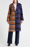 Desigual Plaid Wool Blend Overcoat