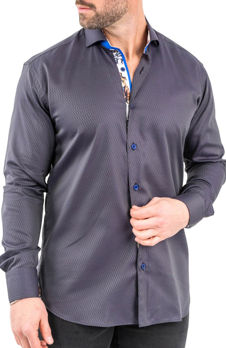 Maceoo Einstein Jacqxavier Purple Contemporary Fit Cotton Blend Button-Up Shirt, Alternate, color, Purple