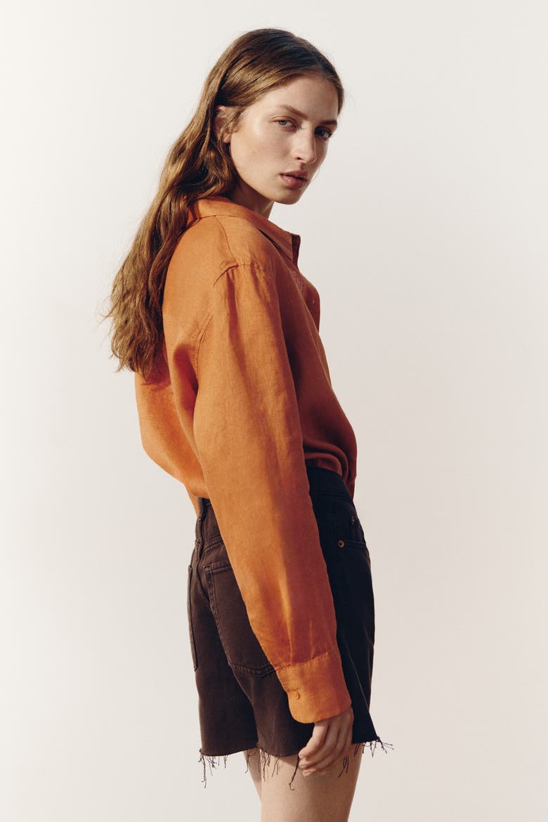 Linen Shirt, Alternate, color, Dark orange