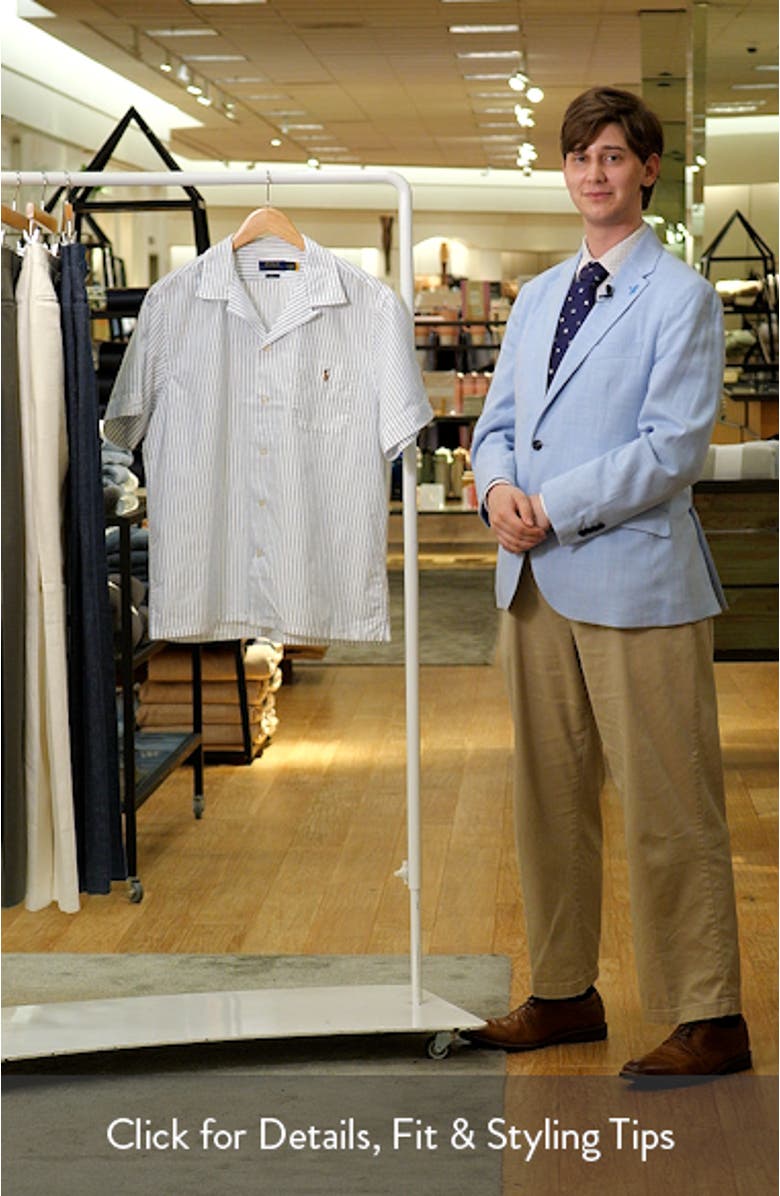 Classic Fit Stripe Cotton Oxford Cloth Camp Shirt, sales video thumbnail