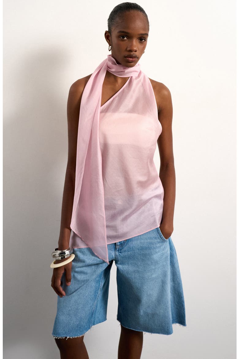 Scarf Open Back Halter Top, Main, color, LILAC