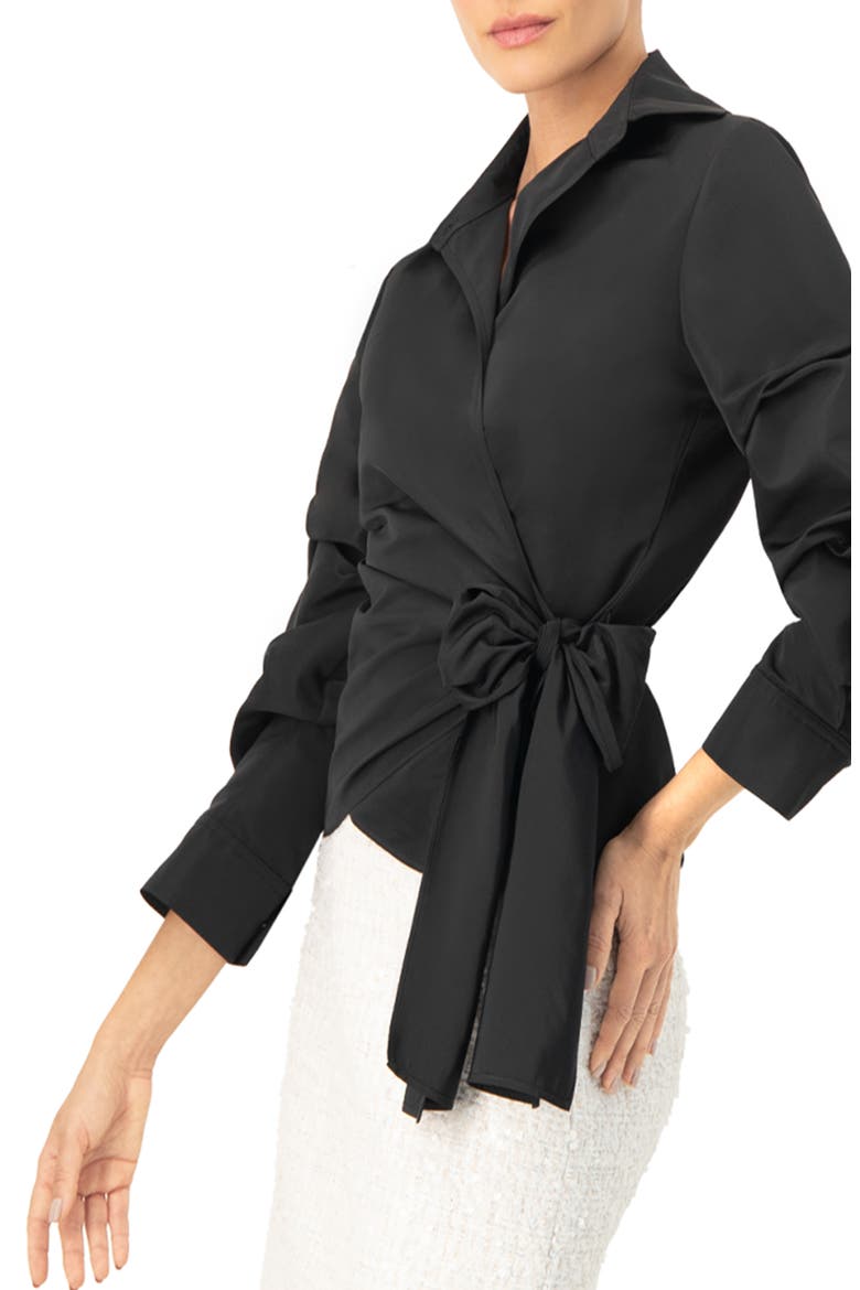 Long Sleeve Wrap Shirt, Alternate, color, Black