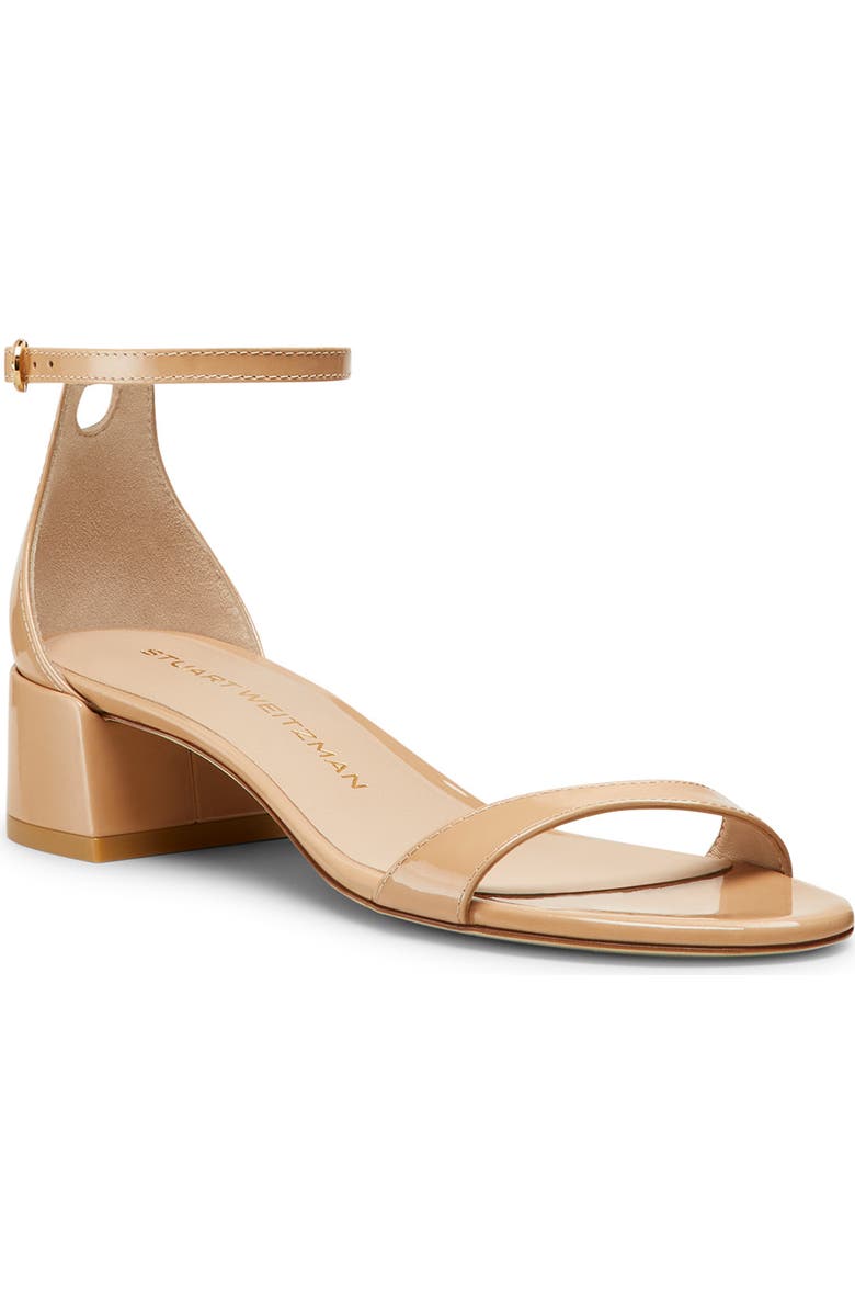 Stuart Weitzman Nudist Block 35 Ankle Strap Sandal, Main, color, Adobe