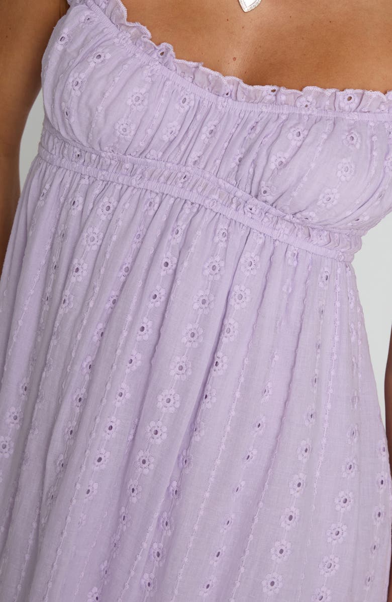 Princess Polly Carlita Eyelet Cotton Babydoll Minidress, Alternate, color, Lilac