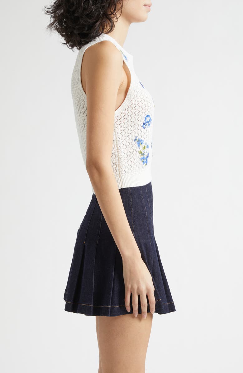 Alice + Olivia Amity Floral Embroidered Wool Blend Sweater Tank, Alternate, color, Fleur De Paris