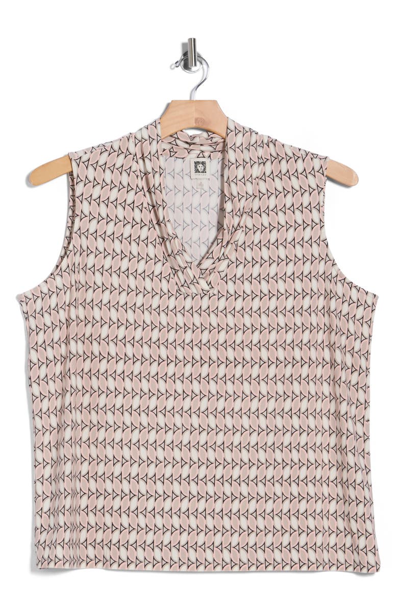 Anne Klein Triple Pleat Top, Main, color, Porcini Multi