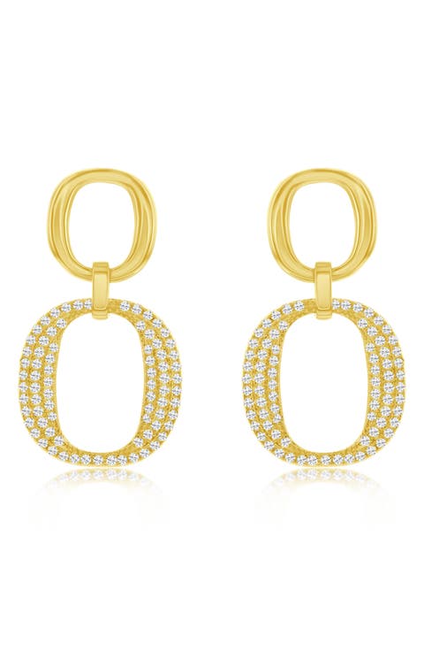 Pavé Cubic Zirconia Drop Earrings