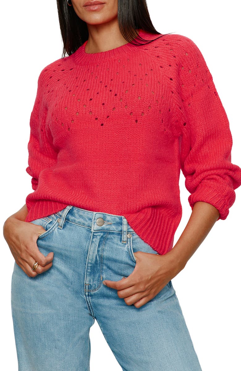 Sanctuary Femme Openwork Sweater, Alternate, color, Tulip Red