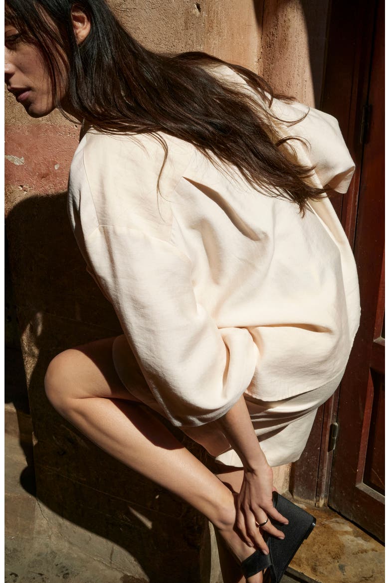 Oversize Button-Up Shirt, Alternate, color, ECRU
