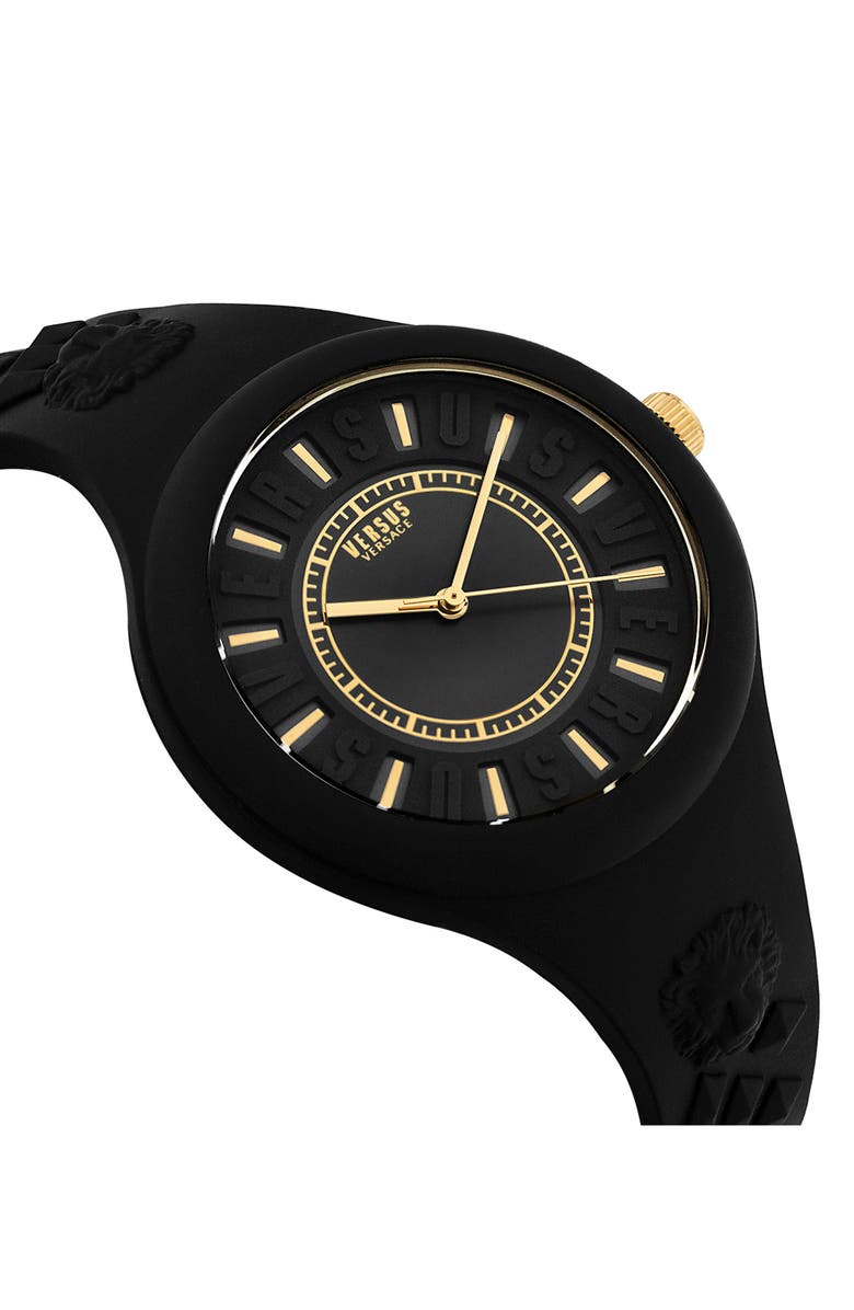 VERSUS Versace Fire Island Silicone Strap Watch, 39mm, Alternate, color, Black