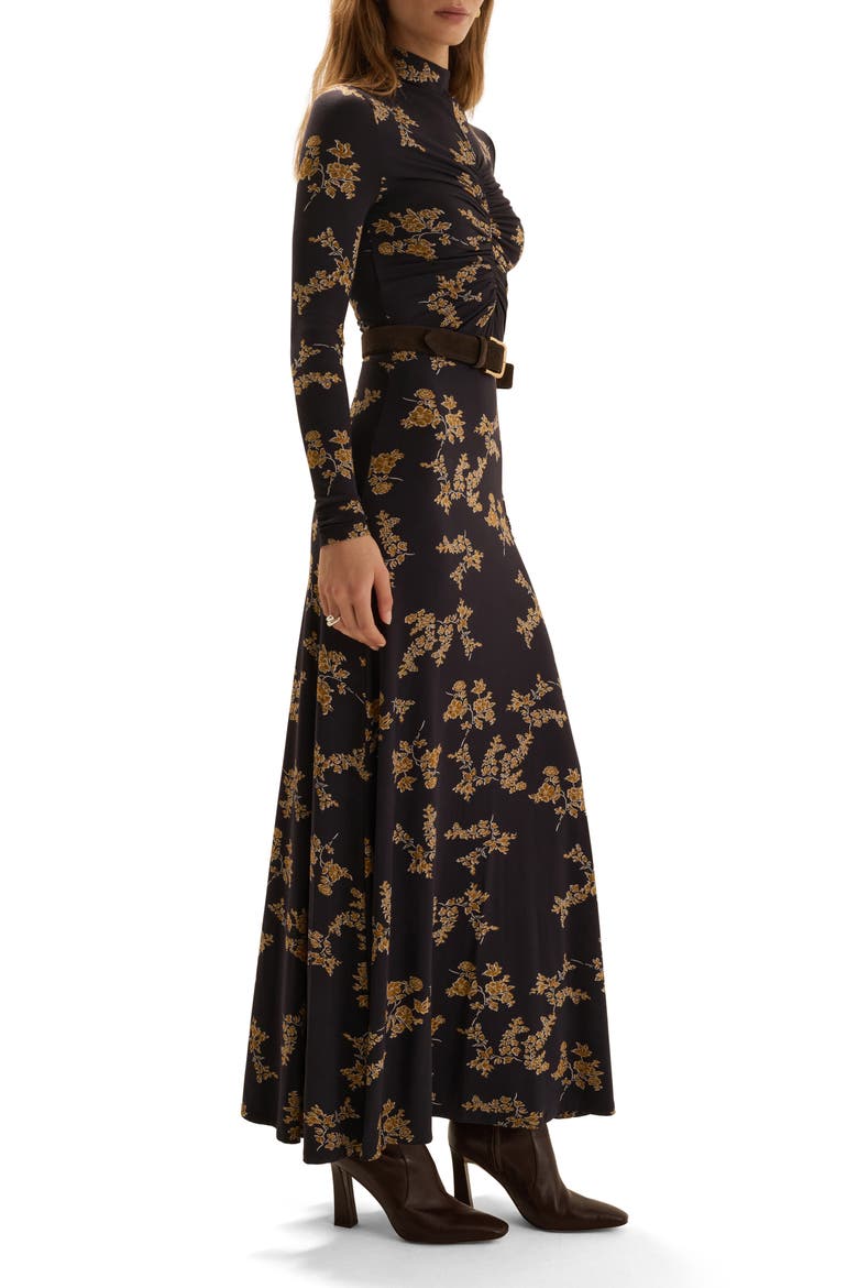 Lucia Mock Neck Maxi Dress, Alternate, color, NAVY VINE FLORAL
