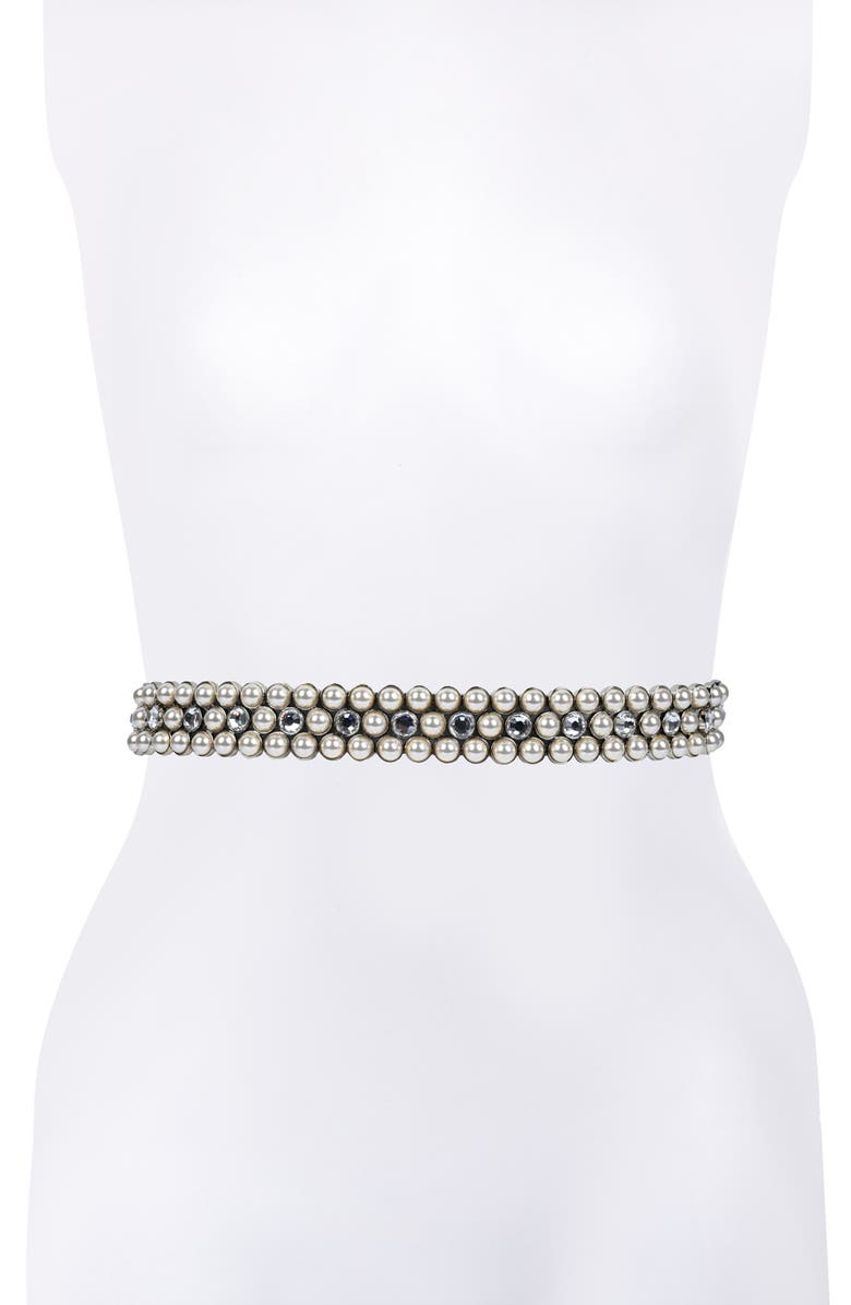 Kate Spade New York imitation pearl bridal belt, Main, color, 