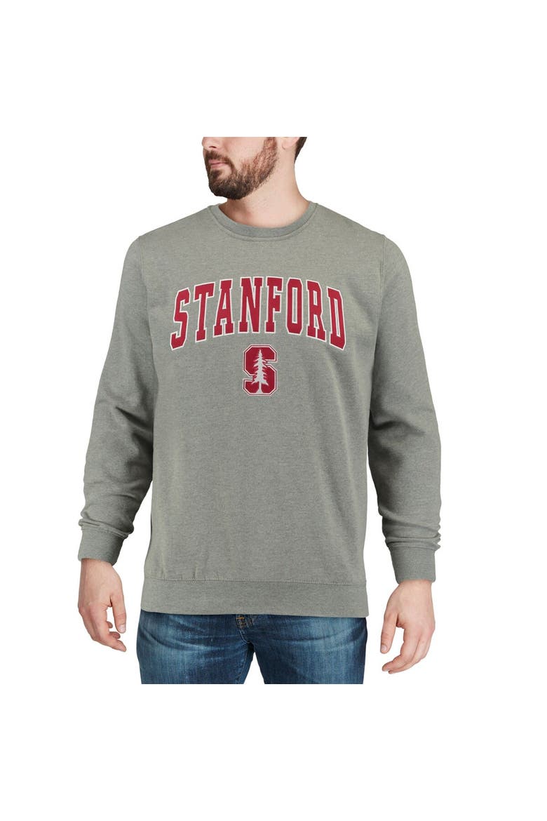 Men's Colosseum Heather Gray Stanford Cardinal Arch & Logo Crew Neck Sweatshirt, Alternate, color, Heather Gray