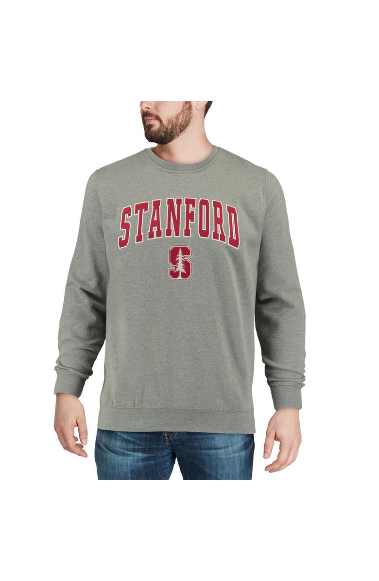 COLOSSEUM Men's Colosseum Heather Gray Stanford Cardinal Arch & Logo Crew Neck Sweatshirt, Alternate, color, Heather Gray