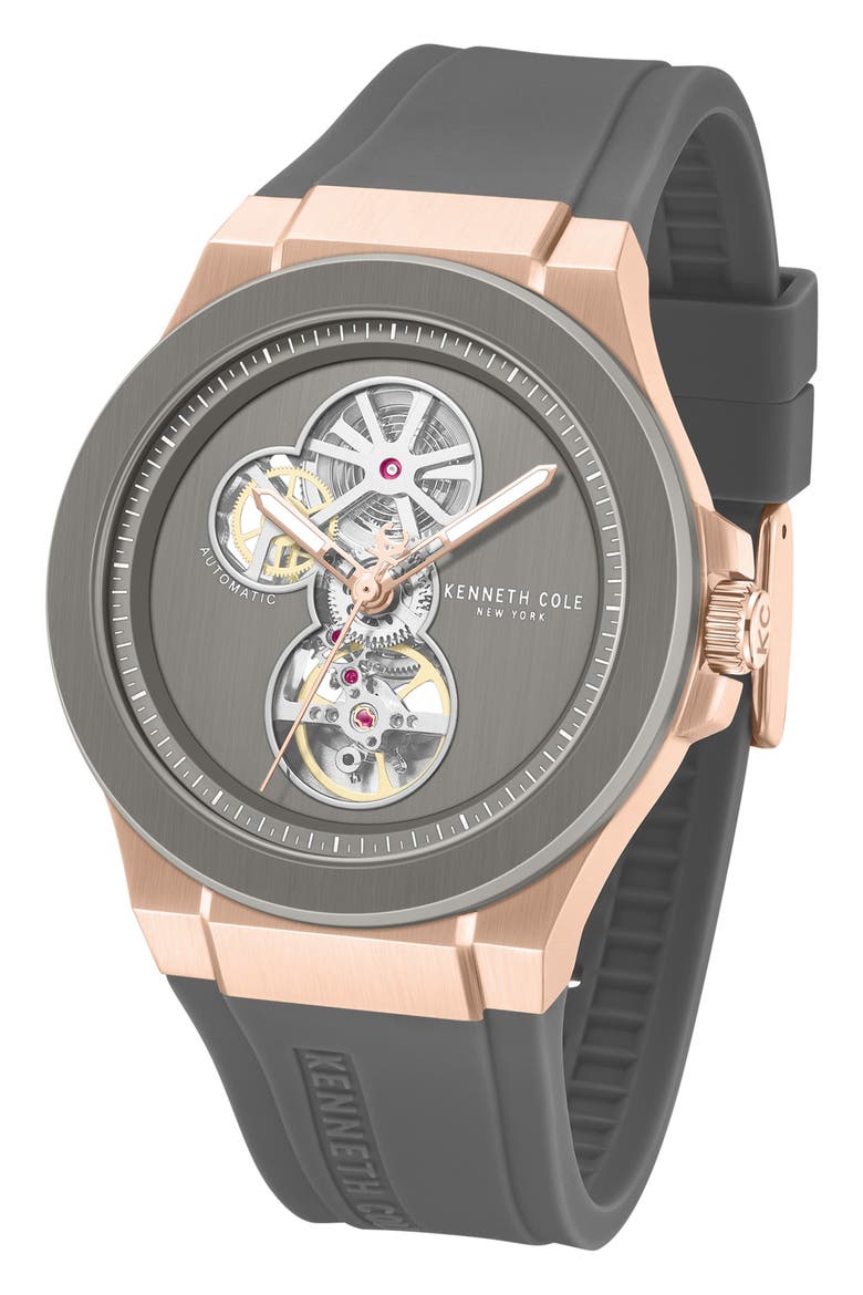 The Grove Silicone Strap Watch, 43mm, Alternate, color, GRAY