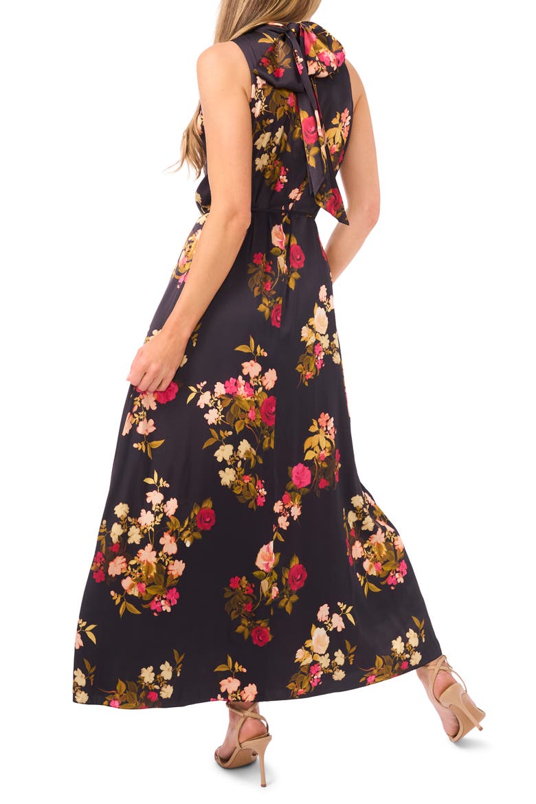 Amber Bow Sleeveless Maxi Dress, Alternate, color, RICH BLACK