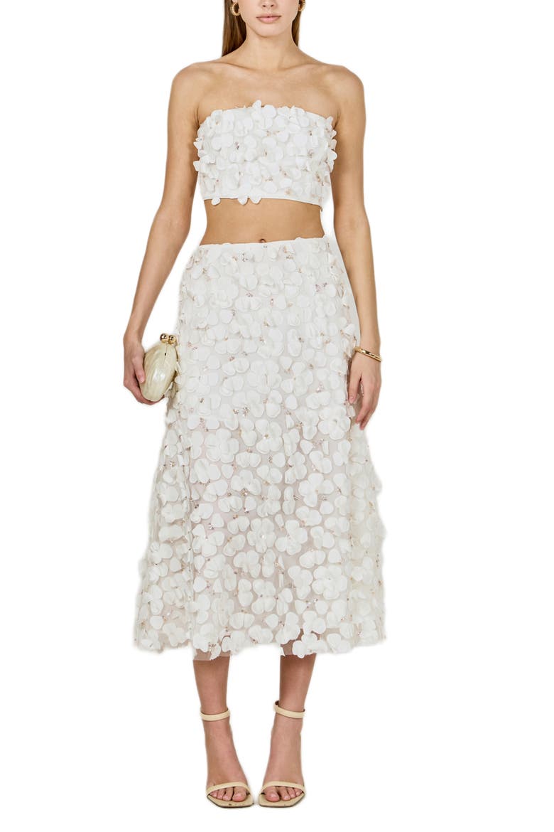 3D Floral Crop Bandeau Top, Alternate, color, OFF WHITE