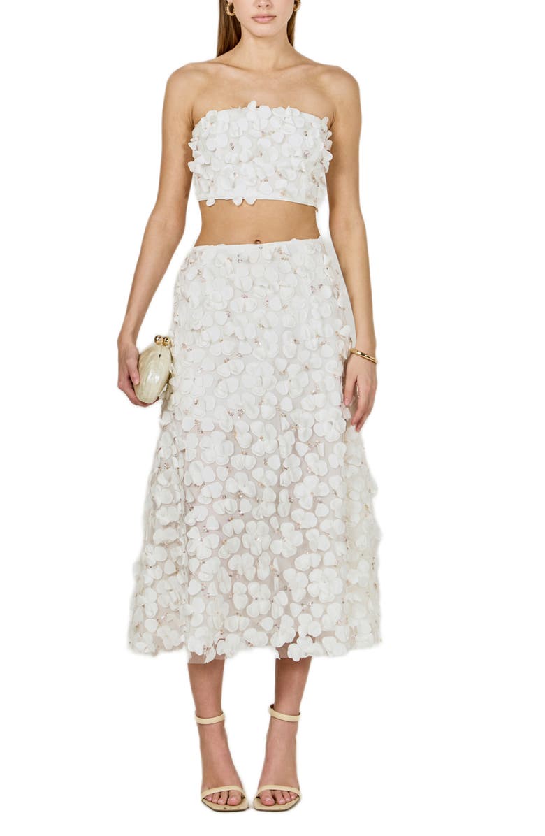 Endless Rose 3D Floral Crop Bandeau Top, Alternate, color, Off White