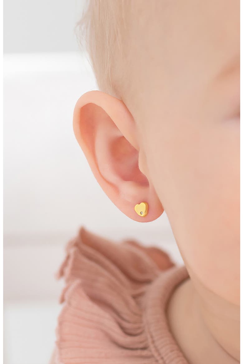 14k Genuine Diamond Heart Earrings, Alternate, color, Gold