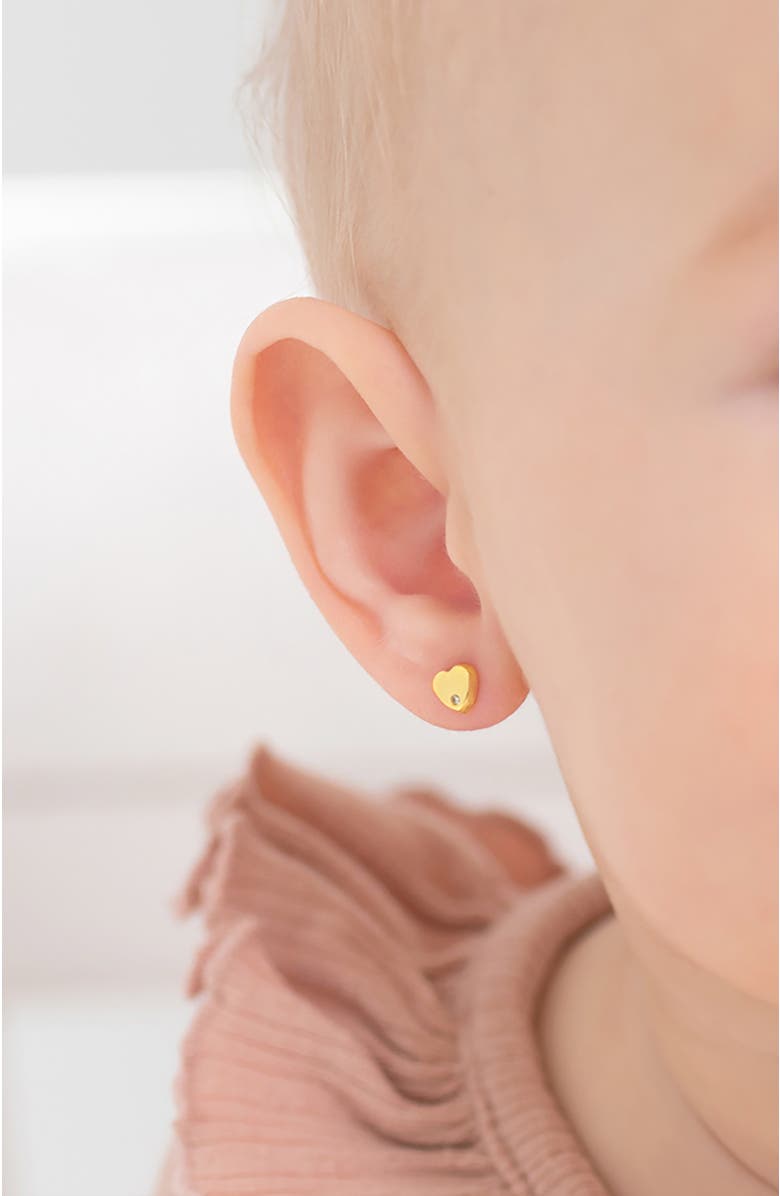 In Season Jewelry 14k Genuine Diamond Heart Earrings, Alternate, color, Gold
