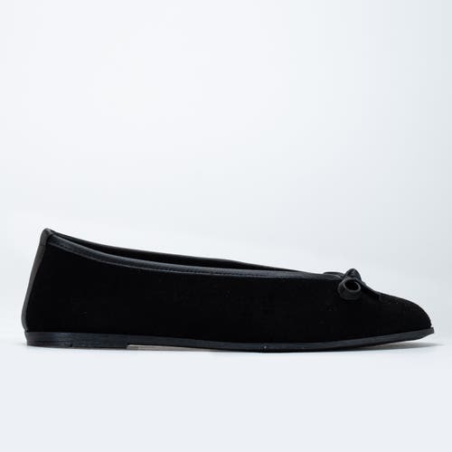 Forever & Always Shoes Freya Leather Ballerina Flats In Black Suede Leather