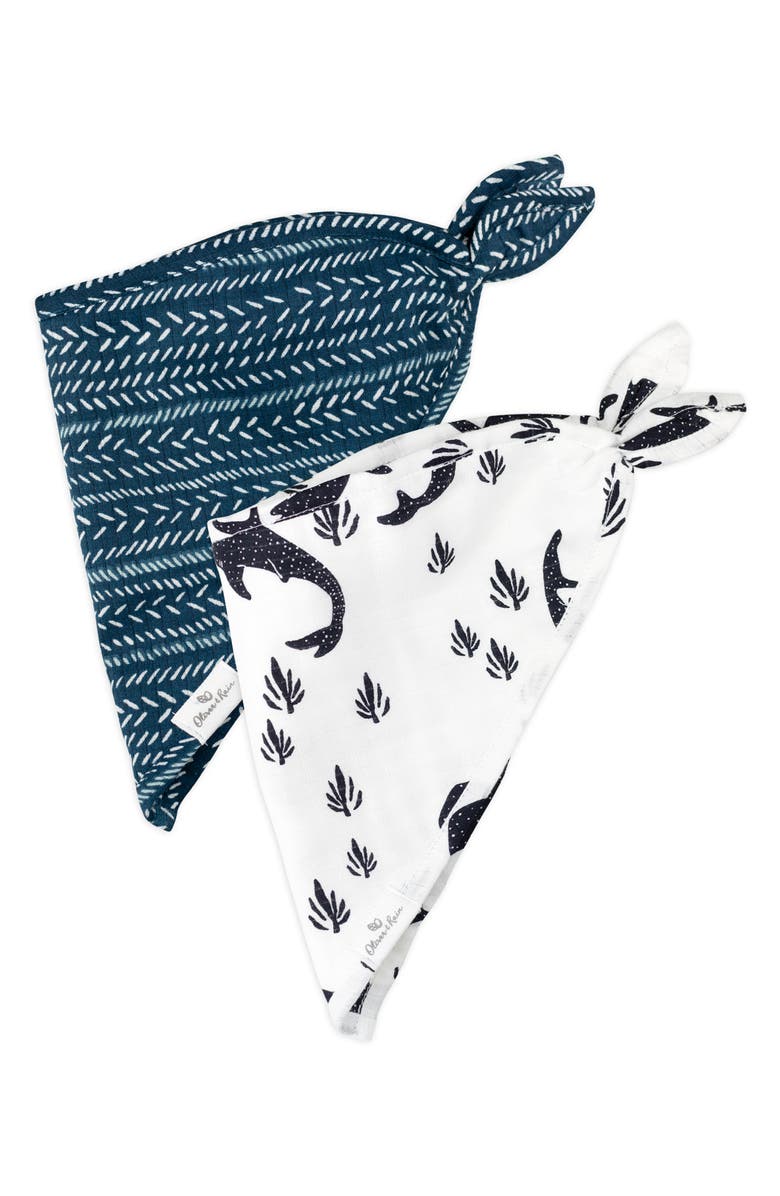 Oliver & Rain Whaleshark Romper, Graphic Tee, Shorts & Bandana Bibs Gift Set, Alternate, color,