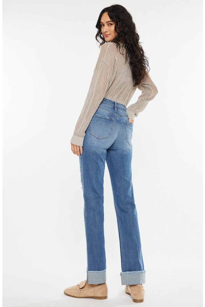 Trini Essentials High Rise Straight Denim Comfort Stretch Jeans, Alternate, color, Medium Wash