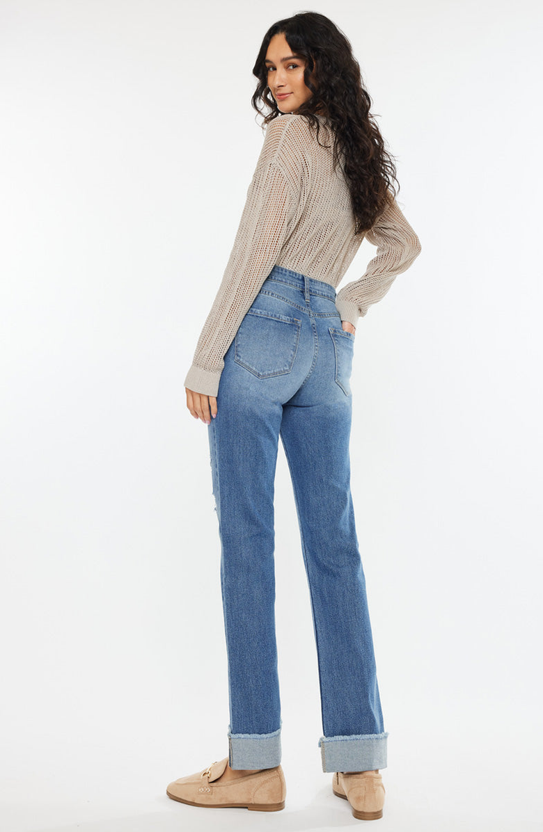 KanCan Trini Essentials High Rise Straight Denim Comfort Stretch Jeans, Alternate, color, Medium Wash