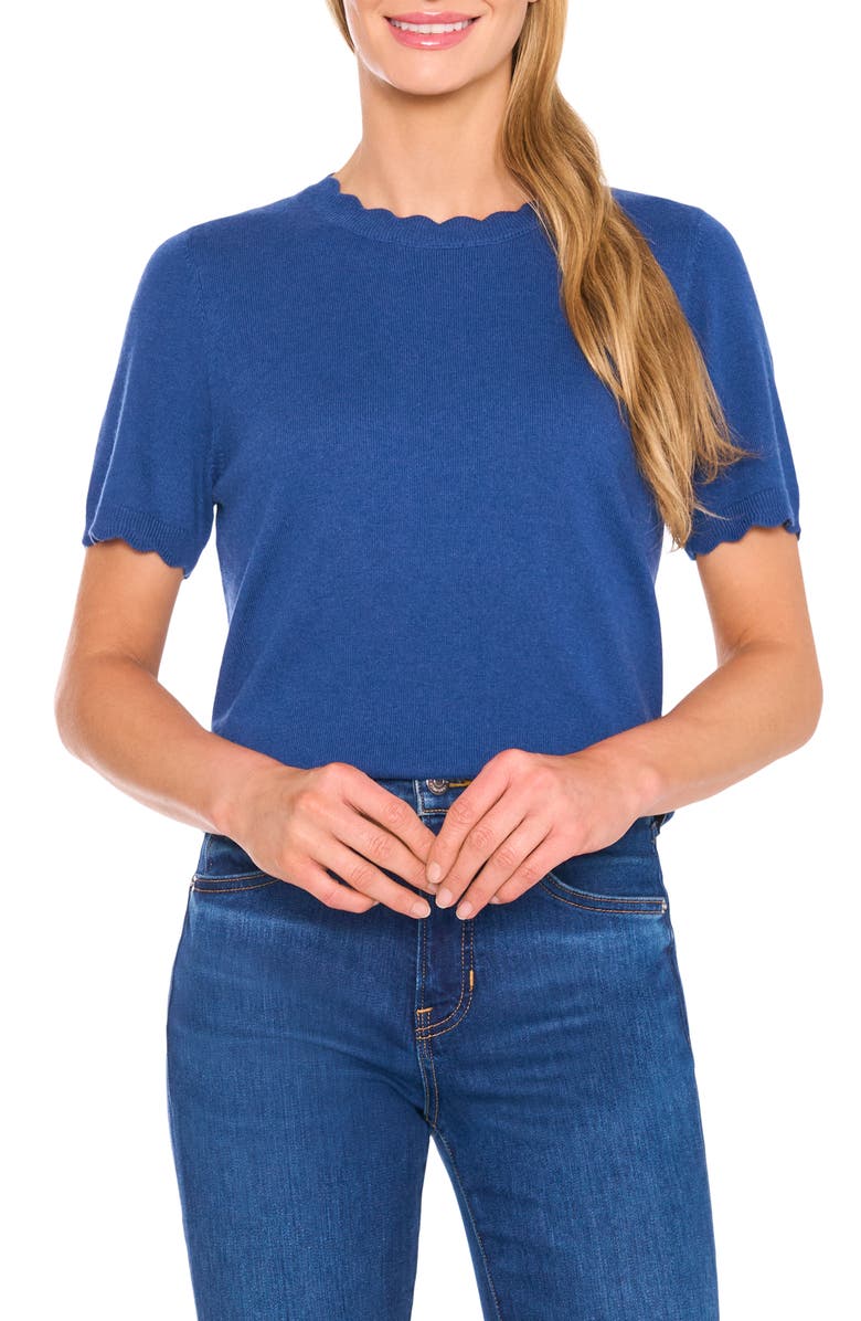 CeCe Scallop Neck Sweater, Main, color, Night Horizon