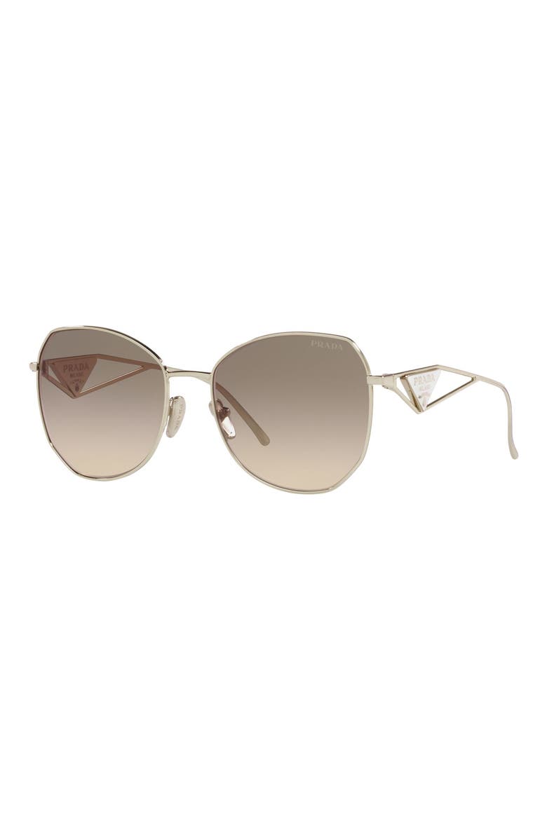 57mm Gradient Round Sunglasses, Alternate, color, PALE GOLD